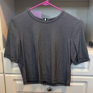 Rag & Bone Black Striped Crop Tee